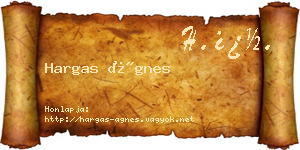 Hargas Ágnes névjegykártya
